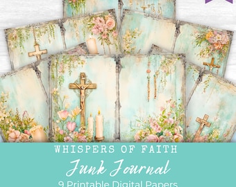 Glaube Junk Journal Papiere, Digitale Journal Seiten, Andacht, Gebet, Christlich, Bibel, Schrift, Printable, Boho Christian Papier, LV047