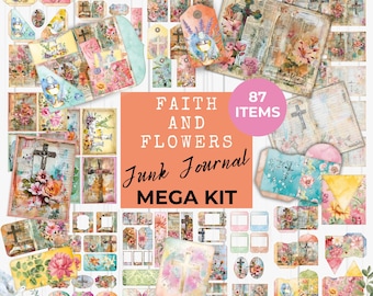 Faith Junk Journal Kit, Prayer Journal, Christian, Junk Journal, Papers, Printable Ephemera, Digital Folio, Tags, Envelopes, Cards, LV015