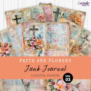 Foi indésirable, pages de journal, pages de journal numérique, dévotion, prière, chrétien, religieux, Bible, floral, imprimable, feuille de collage, LV015