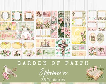 Faith Junk Journal Ephemera Cards, Prayer, Devotional, Religious, Spiritual, Christian, Printable Ephemera, Paper Craft, Collage, LV028