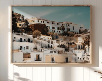 Foto mediterrane architectuur oude stad Ibiza - rustieke charme muurkunst. Boho-stijl