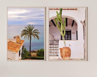 Printset Spanje kustdorp, mediterrane muurkunst (digitale download)
