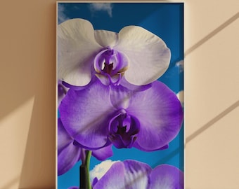 Orchideebloemenprint, moderne collagekunst (digitale download)