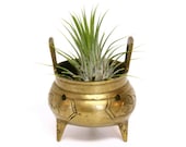 Vintage Brass Chinese Censer Style Incense Burner with Footed Base Handles