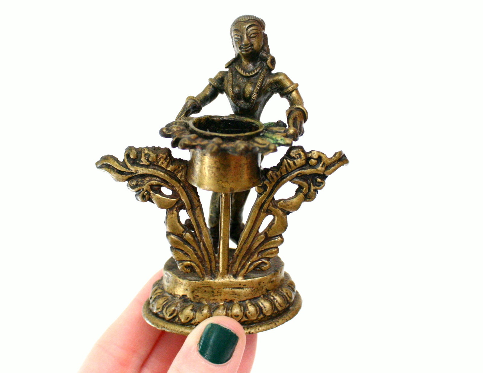 Detailed Vintage Brass Figural Candle Holder Depicting Woman Etsy