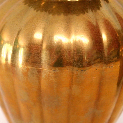 Matching Pair of Large Vintage Brass Jars with Ribbed Texture & Removable Lids shops with Scalloped Edges