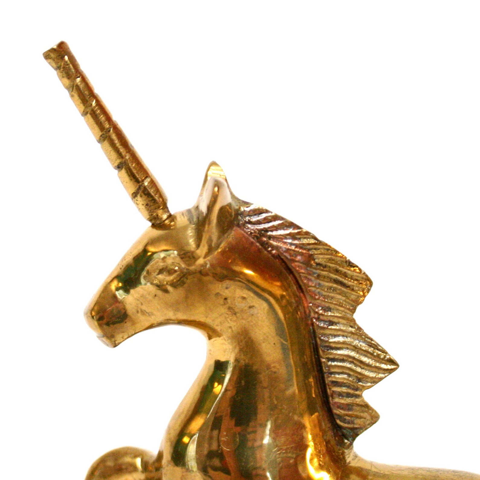 Vintage Brass Unicorn Figurine Standing on Base With Swirled Etsy