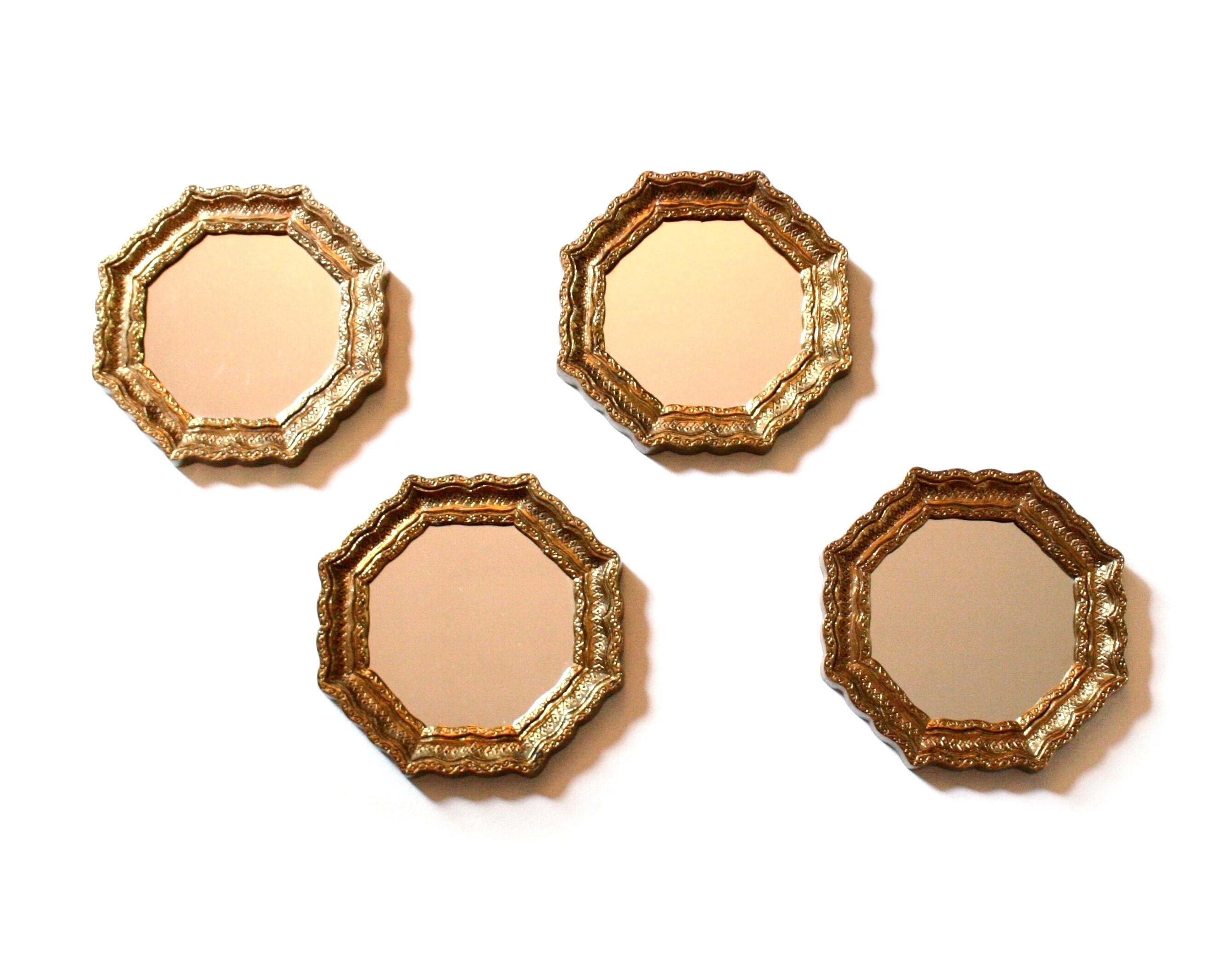 Small Gold Accent Wall Mirror Set of 3 Decorative Vintage Mirrors