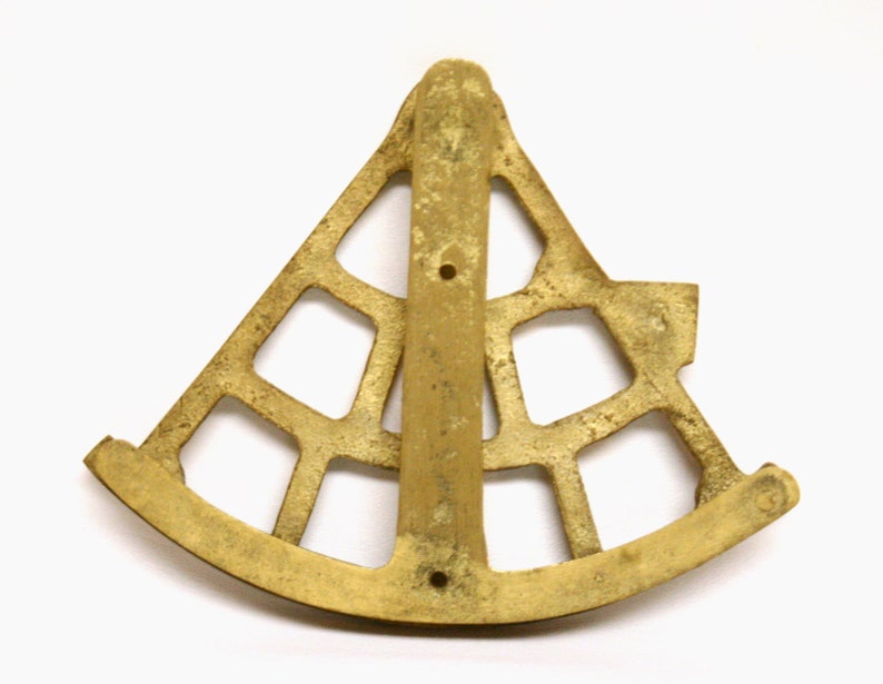 Large Brass Door Knocker Shaped Like a Sextant or Mariner/'s Quadrant
