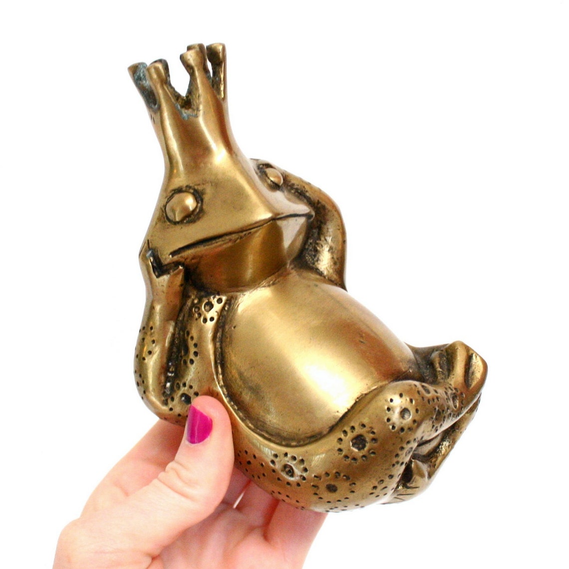 Vintage Brass Frog Prince Figurine in Lounging Pose Etsy