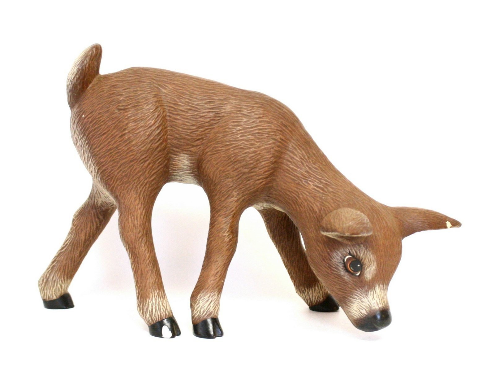 Large Vintage Painted Ceramic Deer Figurine 14.5 Long Etsy