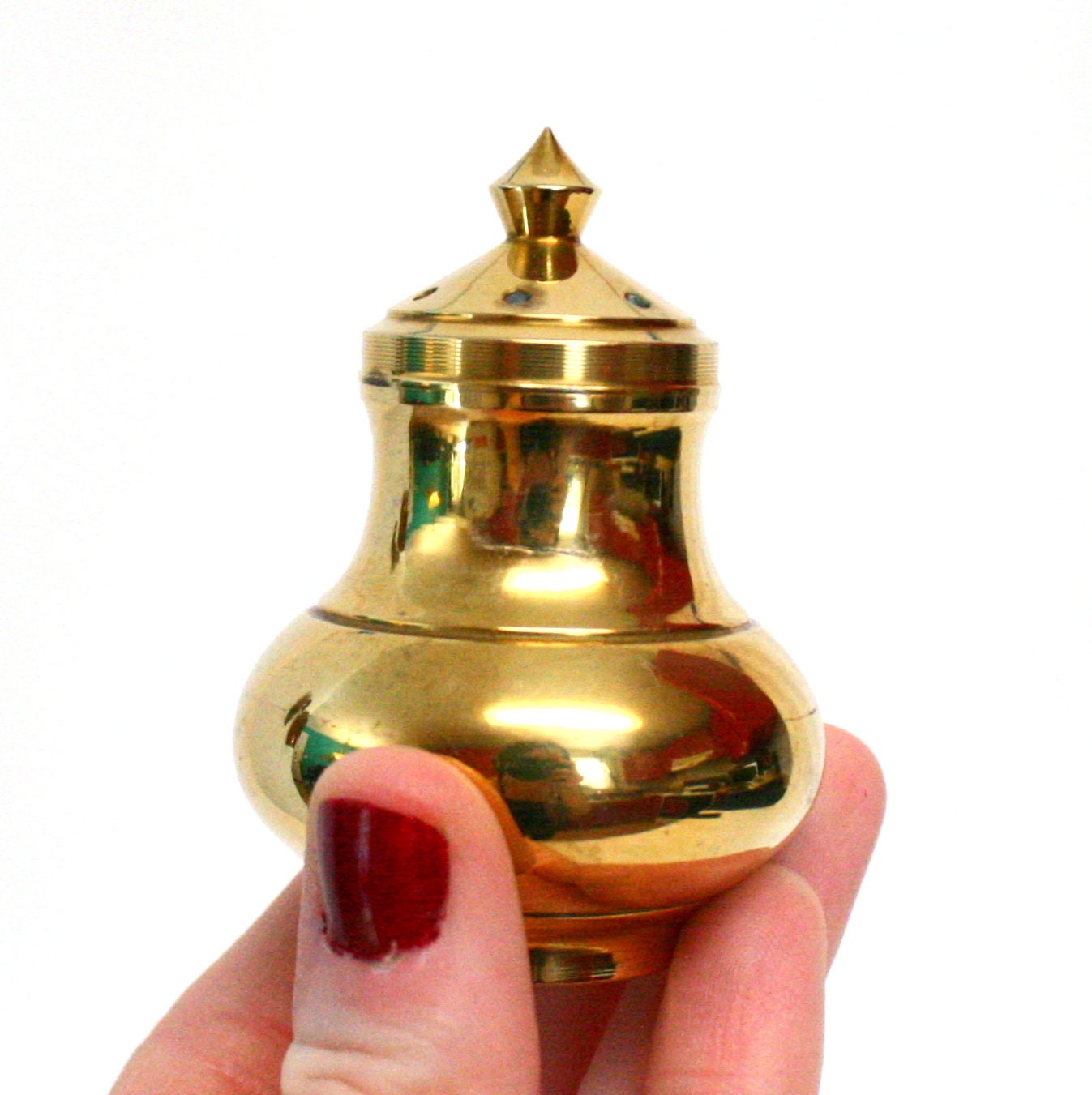 Pair of Vintage Brass Salt and Pepper Shakers Made in Etsy