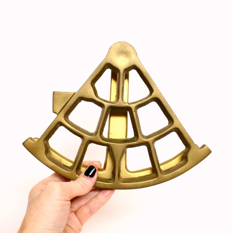 Large Brass Door Knocker Shaped Like a Sextant or Mariner/'s Quadrant