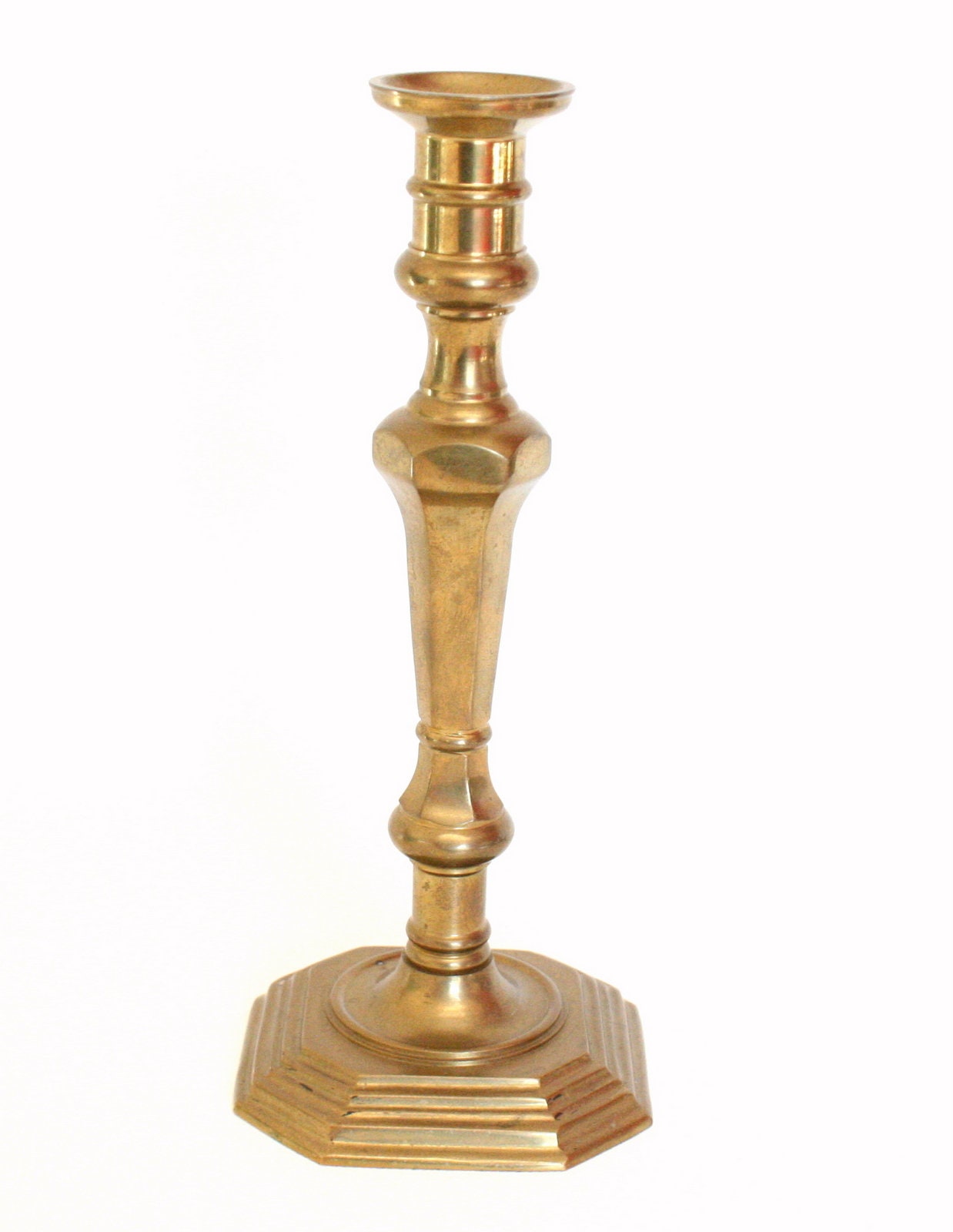 Single Vintage Brass Candlestick Holder With Octagonal Base by Etsy