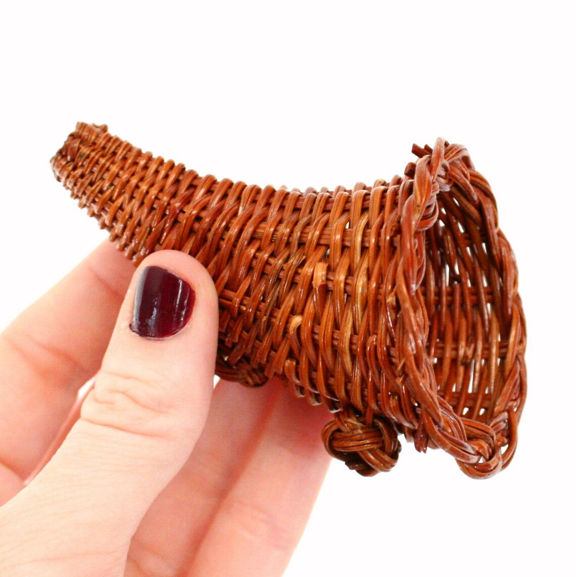 Group of Four Miniature Brown Wicker Cornucopia Basket Etsy