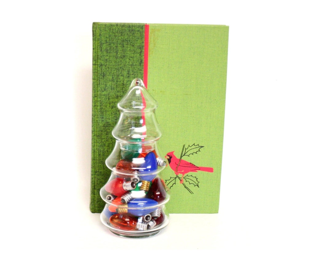 Vintage Clear Glass Christmas Tree Shaped Jar With Removable Etsy