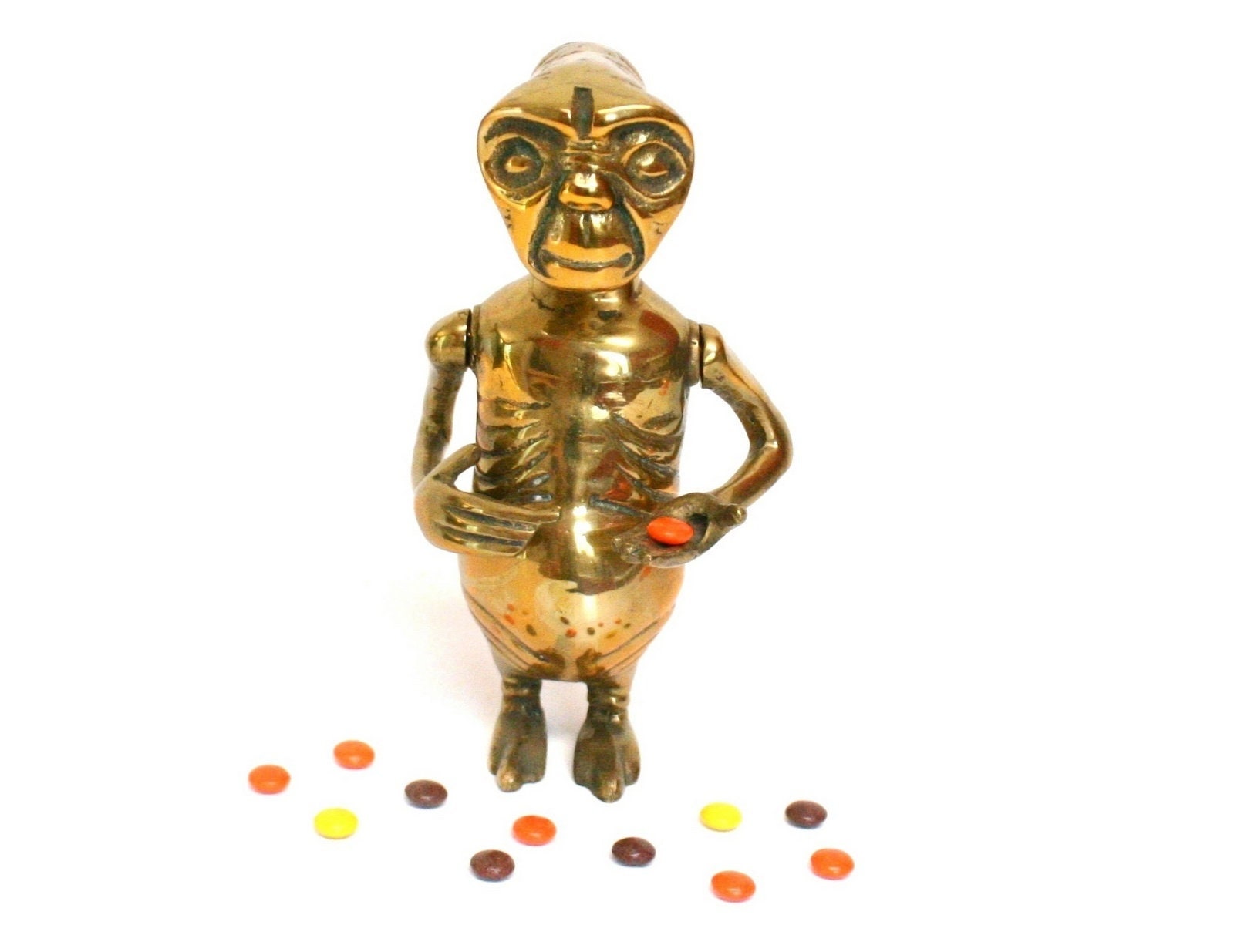 Vintage Brass E.T. Figurine Extra Terrestrial HEAVY 8.5” high