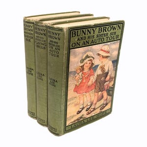 Group of Three Antique Children&#39;s Books from the Bunny Brown Series by Laura Lee Hope (Playing Circus, Sister Sue, Auto Tour)