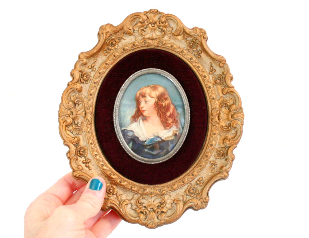 Vintage Cameo Creation Portrait in Ornate Gold Wood Composite Etsy