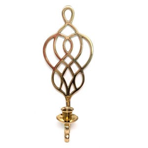 Single Vintage Brass Wall Sconce Candle Holder with Curvy Design