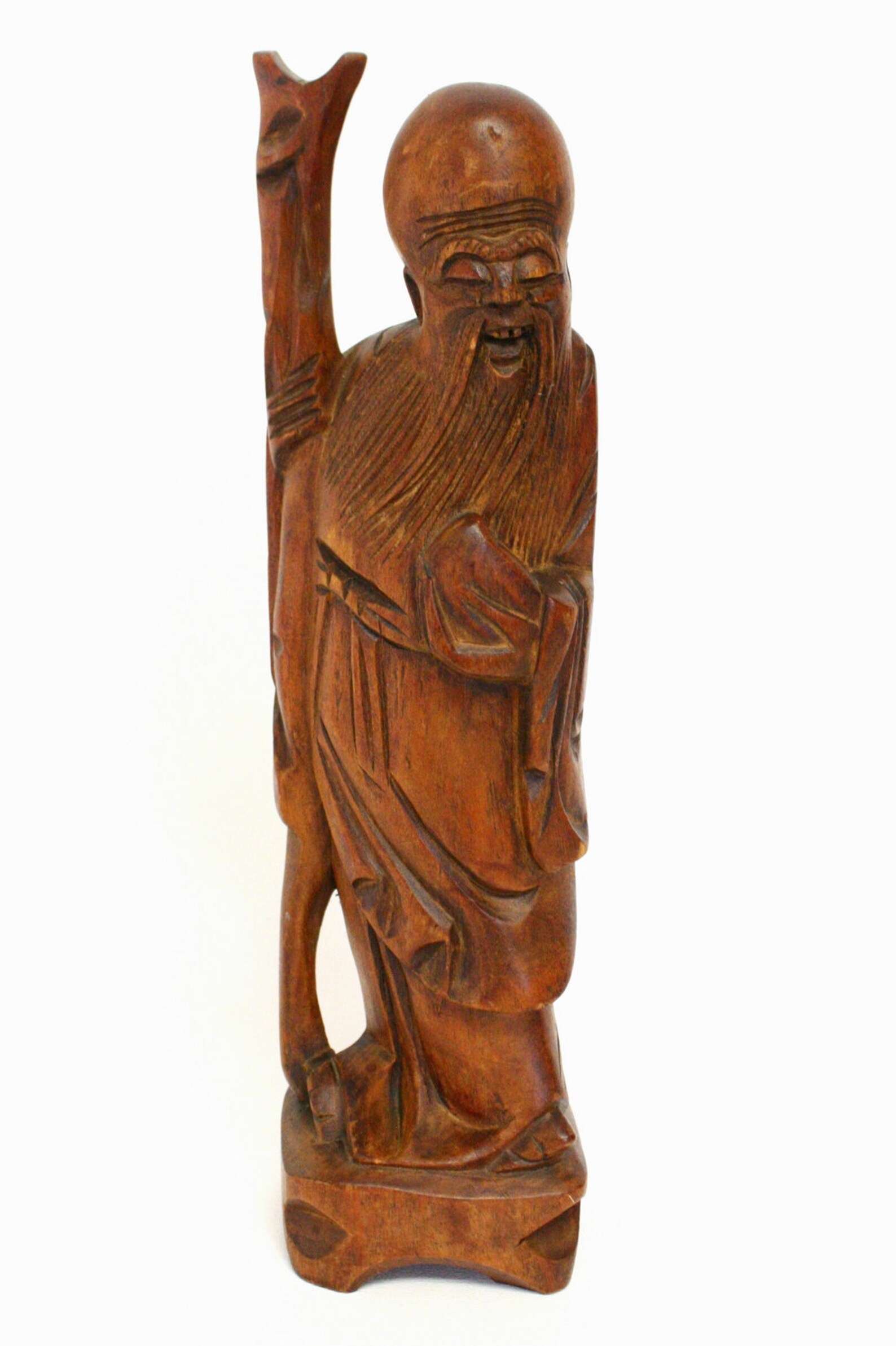 Pair of Vintage Carved Wooden Asian Statues Depicting Etsy