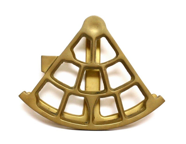 Large Brass Door Knocker Shaped Like a Sextant or Mariner/'s Quadrant