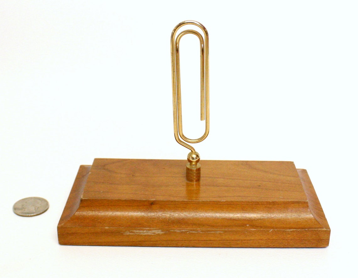 Oversized Gold Tone Metal Paper Clip Memo Holder Attached to Etsy