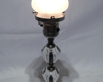 1940s-50s~ MCM ~ Refinished~ French Ruffled Glass Lamp, Rewired, 15" High