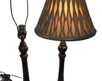 1990's Victorian/Edwardian "style" Set Of Lamps~ Cast-Metal Foot~ Scrollwork~ Pierced ~Reticulated~ Openwork~ Golden Finish~ Torch Style