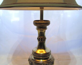 Vintage~ MCM~1920s~ Brass Finished Spelter~ Table Lamp~ Hollywood Regency 16" Height~ Bohemian Style~ Hollywood Golden Era~ Designer Draper
