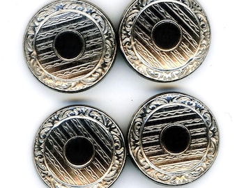 1920's~30's, Linked Cufflinks~ Etched Silver Steel~ Engine-Turning~ Pantograph Engraving~ 35 pr