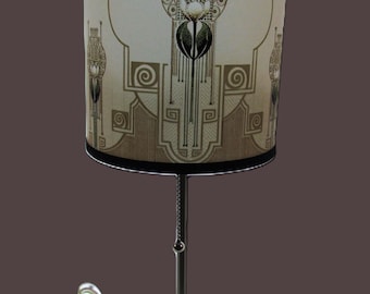 Upcycled Lamp w Retro~ New Art Deco Shade~1990's Silver Modern Vintage Desk Lamp~ Body w Marble Base~ Working