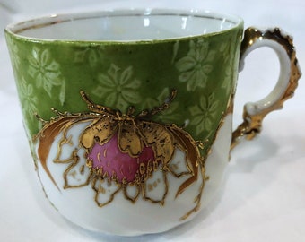 9 pc~Antique Shaving Cup~ German, Austrian, French, Ironstone, Porcelain, Floral, Gilded, Handpainted, Barber Shop, Display