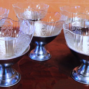 6 pc set ~ Vintage Macbeth Evans ~2 pc Metal Glass ~ Dessert ~ Sherbert ~ Ice Cream Cups