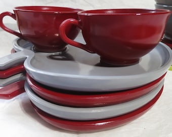 Vintage,18 pc Hazel Atlas, Luncheon Set, Platonite, Orchard Ware, Mid-Century, Farmhouse, Dishware