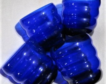 VTG Cobalt Blue, Louis Glass Co, 1936, Beehive Glass Set, Handblown Pitcher