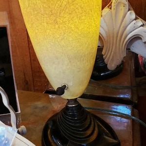 1920er ~ 1940er Jahre ~ TV-Lampe, Gusseisen, Eagle Electric Herstellen Co, Atomic, Fiberglas Kegelschirm, Ambient Home Beleuchtung ~ Verheiratete Teile