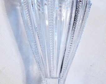 EAPG Bryce Higbee Zipper Cross Glass Vases, Paris Parfait Coupes, 2pc Set