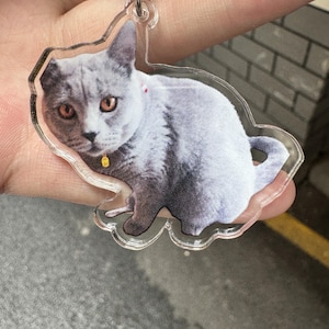 Custom Cat Keychain, Personalized Dog Keychain, Pet Photo Keyring, Pet Portrait Keychain, Dog Memorial Gift, Gift for Pet Lovers