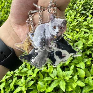 Personalized Pet Photo Acrylic Keychain, Custom Dog Keychain, Cat Memorial Gift, Pet Portrait Gift for Pet Lovers, Holiday Key Ring