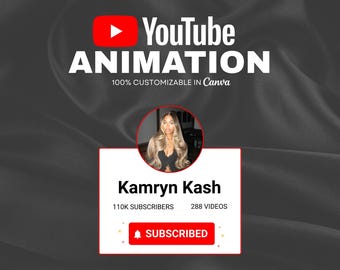 Animated YouTube Subscribe Button with Photo & Sub Count | Editable Canva Overlay | Realistic Click Animation