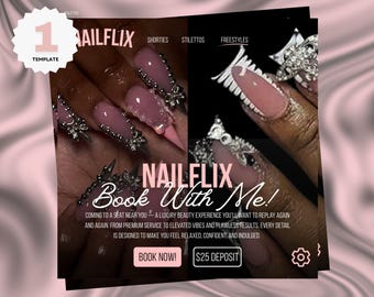 Netflix Themed Beauty Flyer | Editable Canva Template