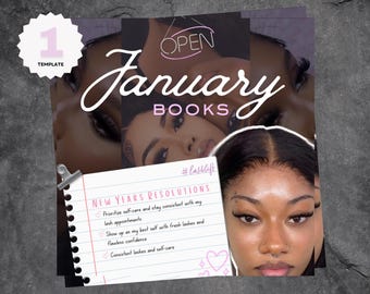 January Booking Flyer for Beauty Businesses | Editable Canva IG Flyer | Hair Nails Lashes Wax