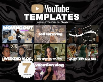 Minimalist YouTube Thumbnails | 7 Canva Templates (Editable)