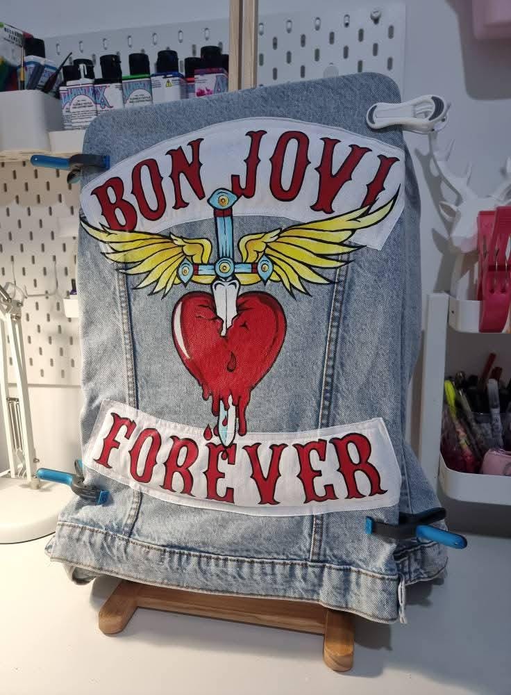 Bon Jovi Forever Heart and Dagger Denim Jacket - Etsy