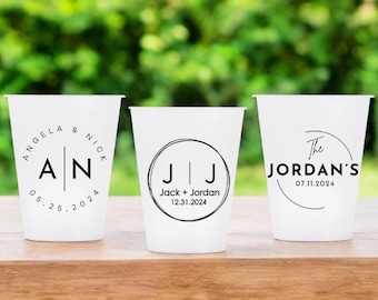 Personalized Frosted Wedding Cups, Custom Party Favors