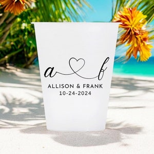 Personalized Wedding Cups, Frosted Cups, Wedding Toast Cups, Custom Reception Bar Cups, Monogram Cups, Wedding Cocktail cup