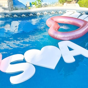 Foam Initials and Symbol for the Pool | 2&quot; Thick Floating Pool Foam Decor | Heart, &, or + | Customizable Large Foam Letters | Wedding Decor