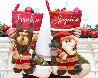 Personalized 3D Christmas Stocking: Santa, Snowman, Rudolph