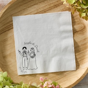 Modern Custom Wedding Napkins | Personalized Cocktail Napkins with Names & Date | Elegant Bar Decor | Minimalist Wedding Party Favors
